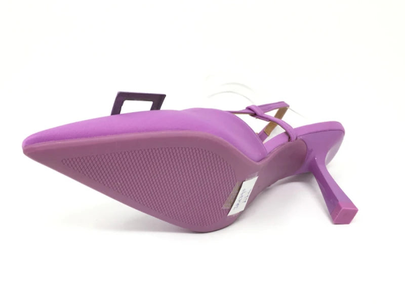 Tacón Slingback Lila Elegance – Hebilla XL y Punta Fina