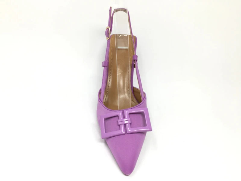 Tacón Slingback Lila Elegance – Hebilla XL y Punta Fina